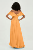 floor-length bridesmaid dress chiffon a line off the shoulder formal evening dresses gowns