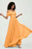 floor-length bridesmaid dress chiffon a line off the shoulder formal evening dresses gowns