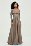 floor-length bridesmaid dress chiffon a line off the shoulder formal evening dresses gowns