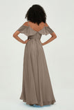 floor-length bridesmaid dress chiffon a line off the shoulder formal evening dresses gowns