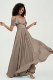 floor-length bridesmaid dress chiffon a line off the shoulder formal evening dresses gowns