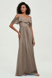 floor-length bridesmaid dress chiffon a line off the shoulder formal evening dresses gowns