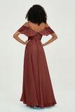 floor-length bridesmaid dress chiffon a line off the shoulder formal evening dresses gowns