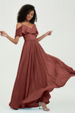 floor-length bridesmaid dress chiffon a line off the shoulder formal evening dresses gowns