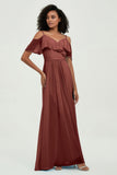 floor-length bridesmaid dress chiffon a line off the shoulder formal evening dresses gowns