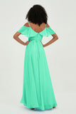 floor-length bridesmaid dress chiffon a line off the shoulder formal evening dresses gowns