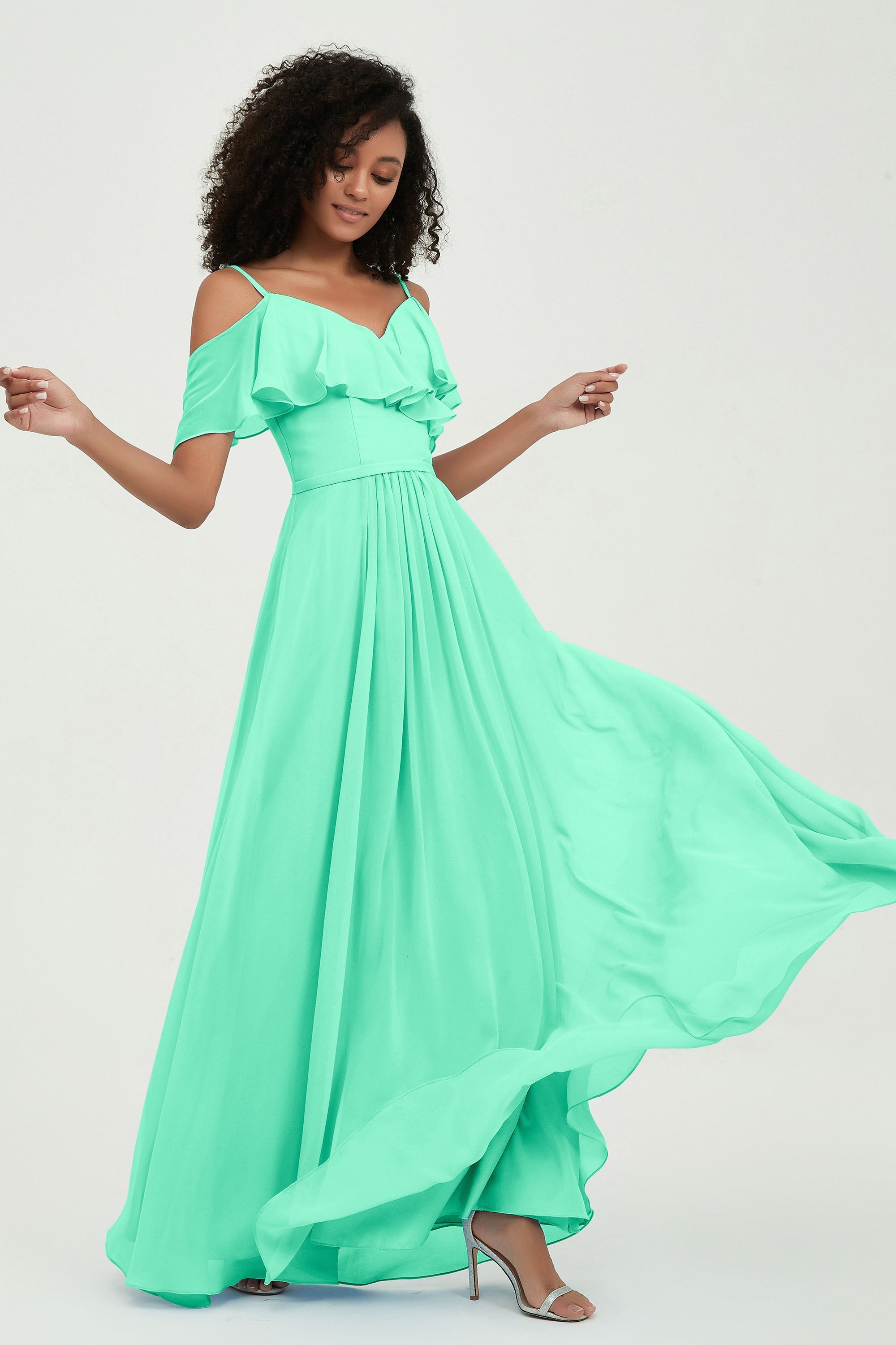 floor-length bridesmaid dress chiffon a line off the shoulder formal evening dresses gowns