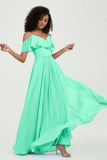 floor-length bridesmaid dress chiffon a line off the shoulder formal evening dresses gowns