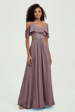 floor-length bridesmaid dress chiffon a line off the shoulder formal evening dresses gowns