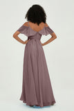floor-length bridesmaid dress chiffon a line off the shoulder formal evening dresses gowns