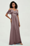 floor-length bridesmaid dress chiffon a line off the shoulder formal evening dresses gowns