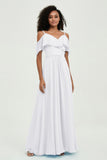 floor-length bridesmaid dress chiffon a line off the shoulder formal evening dresses gowns