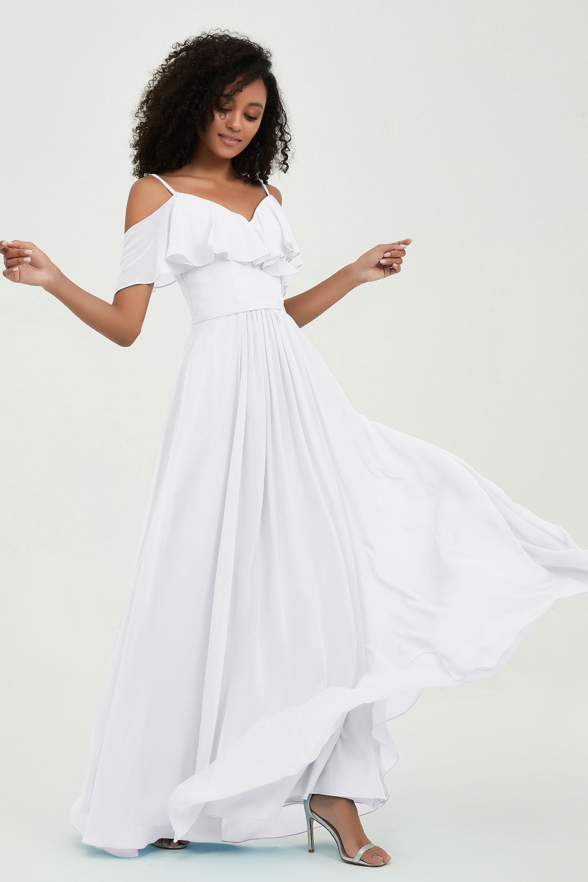 floor-length bridesmaid dress chiffon a line off the shoulder formal evening dresses gowns