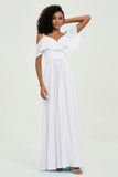 floor-length bridesmaid dress chiffon a line off the shoulder formal evening dresses gowns