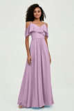 floor-length bridesmaid dress chiffon a line off the shoulder formal evening dresses gowns