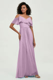floor-length bridesmaid dress chiffon a line off the shoulder formal evening dresses gowns