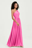 One Shoulder Flutter Sleeves Chiffon Bridesmaid Dress Plus Size Formal Evening Dresses
