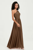 One Shoulder Flutter Sleeves Chiffon Bridesmaid Dress Plus Size Formal Evening Dresses