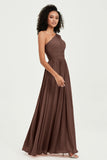 One Shoulder Flutter Sleeves Chiffon Bridesmaid Dress Plus Size Formal Evening Dresses