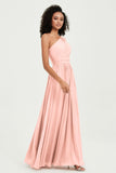 One Shoulder Flutter Sleeves Chiffon Bridesmaid Dress Plus Size Formal Evening Dresses