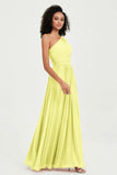 One Shoulder Flutter Sleeves Chiffon Bridesmaid Dress Plus Size Formal Evening Dresses