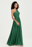 One Shoulder Flutter Sleeves Chiffon Bridesmaid Dress Plus Size Formal Evening Dresses