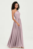 One Shoulder Flutter Sleeves Chiffon Bridesmaid Dress Plus Size Formal Evening Dresses