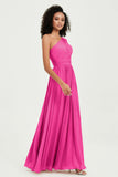 One Shoulder Flutter Sleeves Chiffon Bridesmaid Dress Plus Size Formal Evening Dresses