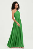 One Shoulder Flutter Sleeves Chiffon Bridesmaid Dress Plus Size Formal Evening Dresses