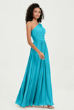 One Shoulder Flutter Sleeves Chiffon Bridesmaid Dress Plus Size Formal Evening Dresses