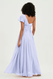 One Shoulder Flutter Sleeves Chiffon Bridesmaid Dress Plus Size Formal Evening Dresses