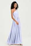 One Shoulder Flutter Sleeves Chiffon Bridesmaid Dress Plus Size Formal Evening Dresses