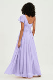 One Shoulder Flutter Sleeves Chiffon Bridesmaid Dress Plus Size Formal Evening Dresses