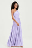 One Shoulder Flutter Sleeves Chiffon Bridesmaid Dress Plus Size Formal Evening Dresses