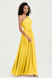 One Shoulder Flutter Sleeves Chiffon Bridesmaid Dress Plus Size Formal Evening Dresses