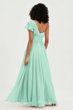 One Shoulder Flutter Sleeves Chiffon Bridesmaid Dress Plus Size Formal Evening Dresses