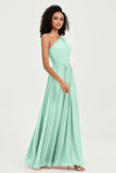 One Shoulder Flutter Sleeves Chiffon Bridesmaid Dress Plus Size Formal Evening Dresses
