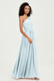 One Shoulder Flutter Sleeves Chiffon Bridesmaid Dress Plus Size Formal Evening Dresses