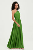 One Shoulder Flutter Sleeves Chiffon Bridesmaid Dress Plus Size Formal Evening Dresses