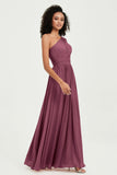 One Shoulder Flutter Sleeves Chiffon Bridesmaid Dress Plus Size Formal Evening Dresses
