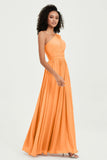 One Shoulder Flutter Sleeves Chiffon Bridesmaid Dress Plus Size Formal Evening Dresses