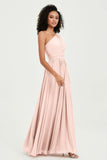 One Shoulder Flutter Sleeves Chiffon Bridesmaid Dress Plus Size Formal Evening Dresses