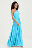 One Shoulder Flutter Sleeves Chiffon Bridesmaid Dress Plus Size Formal Evening Dresses
