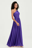 One Shoulder Flutter Sleeves Chiffon Bridesmaid Dress Plus Size Formal Evening Dresses