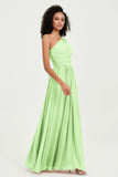 One Shoulder Flutter Sleeves Chiffon Bridesmaid Dress Plus Size Formal Evening Dresses