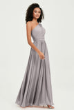 One Shoulder Flutter Sleeves Chiffon Bridesmaid Dress Plus Size Formal Evening Dresses