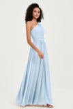 One Shoulder Flutter Sleeves Chiffon Bridesmaid Dress Plus Size Formal Evening Dresses