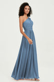 One Shoulder Flutter Sleeves Chiffon Bridesmaid Dress Plus Size Formal Evening Dresses
