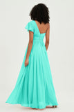 One Shoulder Flutter Sleeves Chiffon Bridesmaid Dress Plus Size Formal Evening Dresses