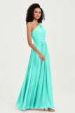 One Shoulder Flutter Sleeves Chiffon Bridesmaid Dress Plus Size Formal Evening Dresses